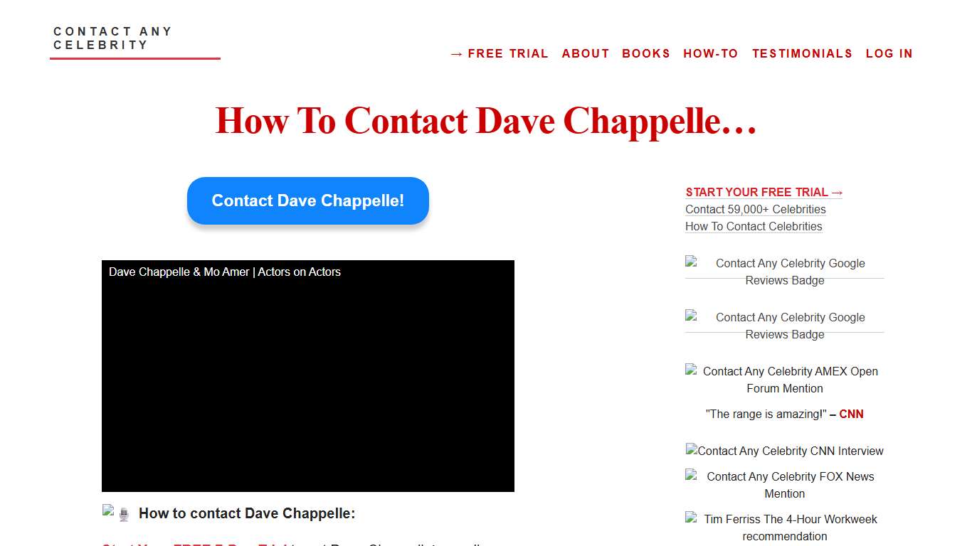 Contact Dave Chappelle 🎙️ (2026) Email, Address, Agent, Manager, Publicist