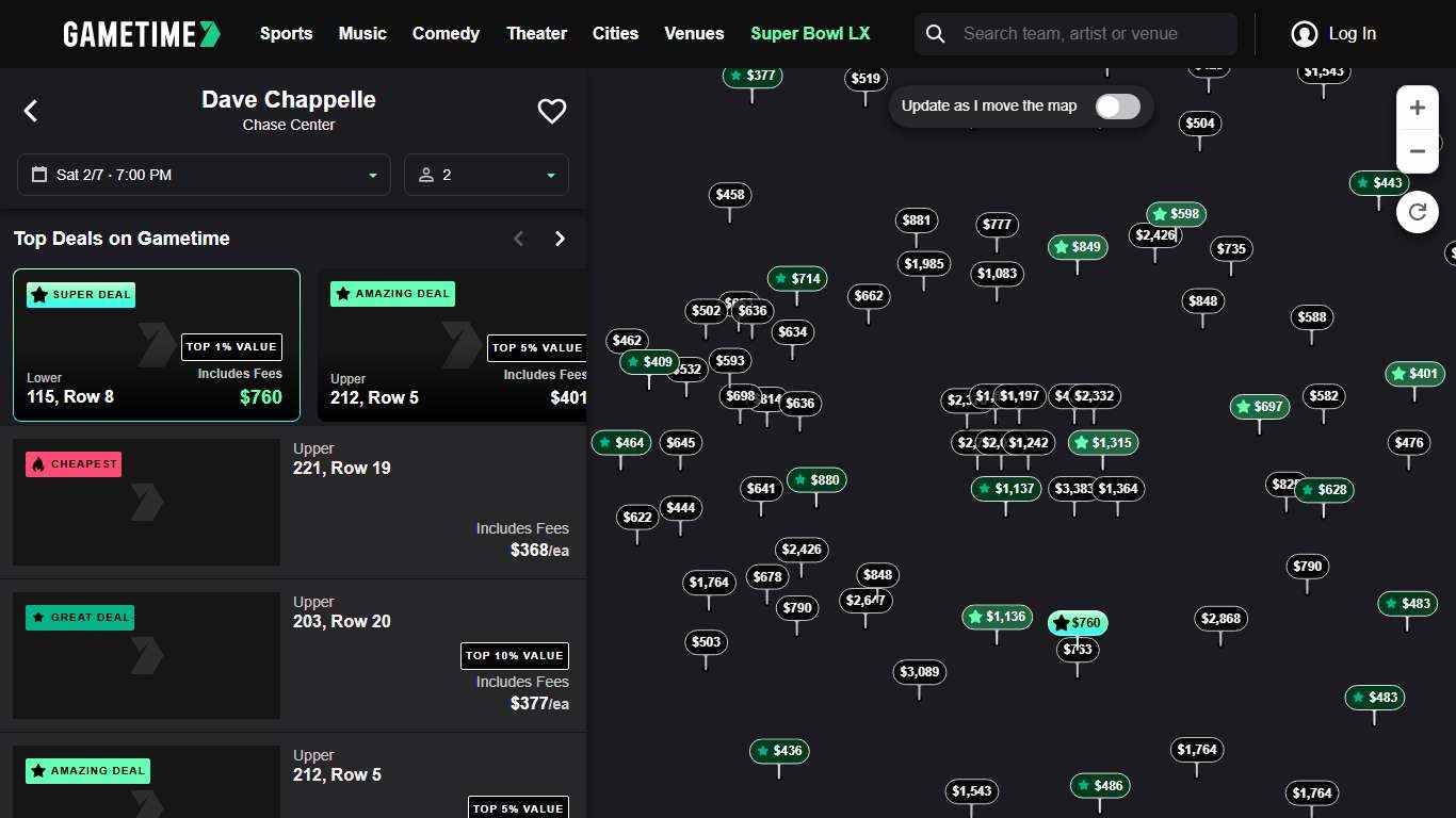 Dave Chappelle San Francisco TICKETS Feb 7, 2026 at 7:00 PM @ Chase Center Gametime